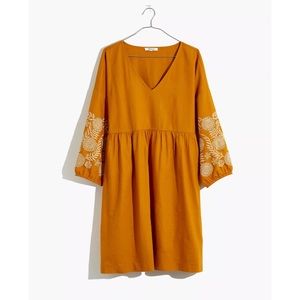 Madewell Embroidered-Sleeve Popover Dress